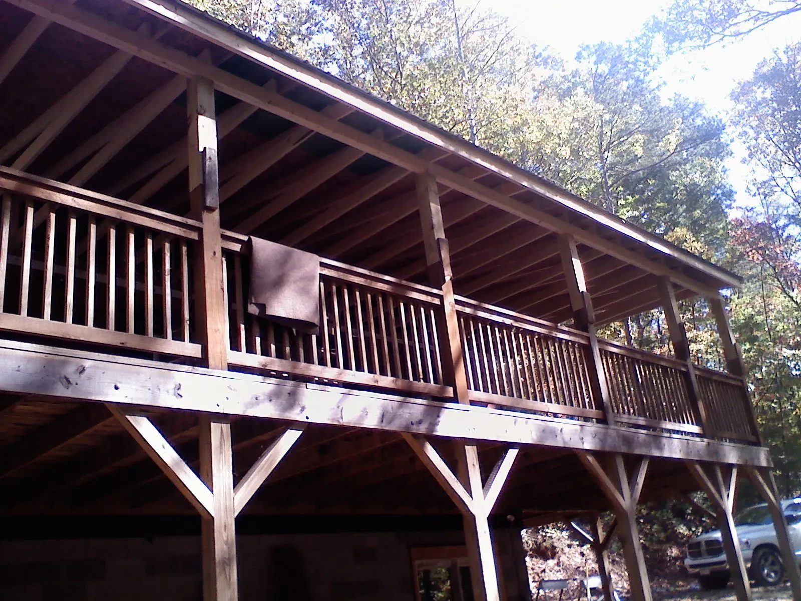 Timber framing under a new elevated porch and deck — Roof Leak Repair in David City by Roofing Brothers